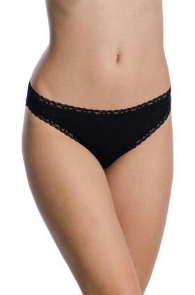 Черни памучни бикини с черна дантела 2384