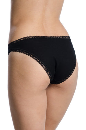 Черни памучни бикини с черна дантела 2384