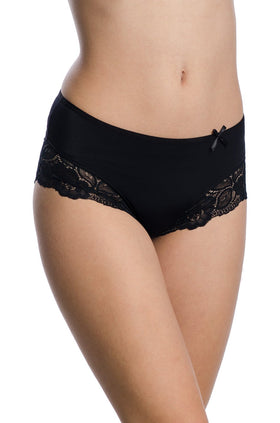 Черни микрофибърни боксерки с черна дантела 4051