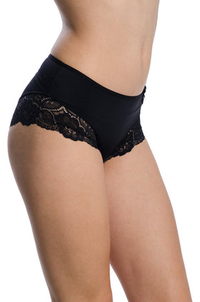 Черни микрофибърни боксерки с черна дантела 4051