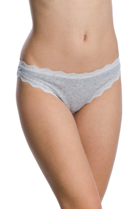 Светлосиви памучни бикини със сива дантела 2384