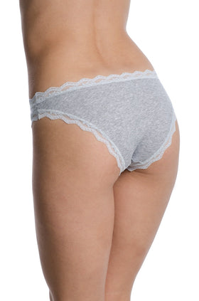 Светлосиви памучни бикини със сива дантела 2384