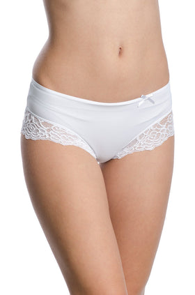 Бели микрофибърни боксерки с бяла дантела 4051