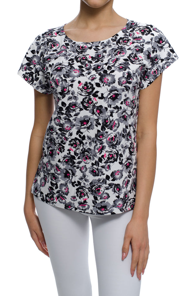 Памучна блуза, щампа "Черно-бяла градина" 5295