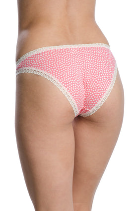 Розови памучни бикини на бели точки и бяла дантела 2381