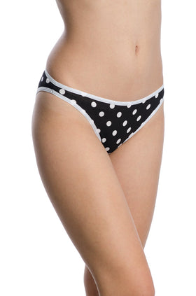 Черни памучни бикини на бели точки 2370