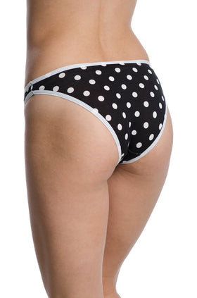 Черни памучни бикини на бели точки 2370