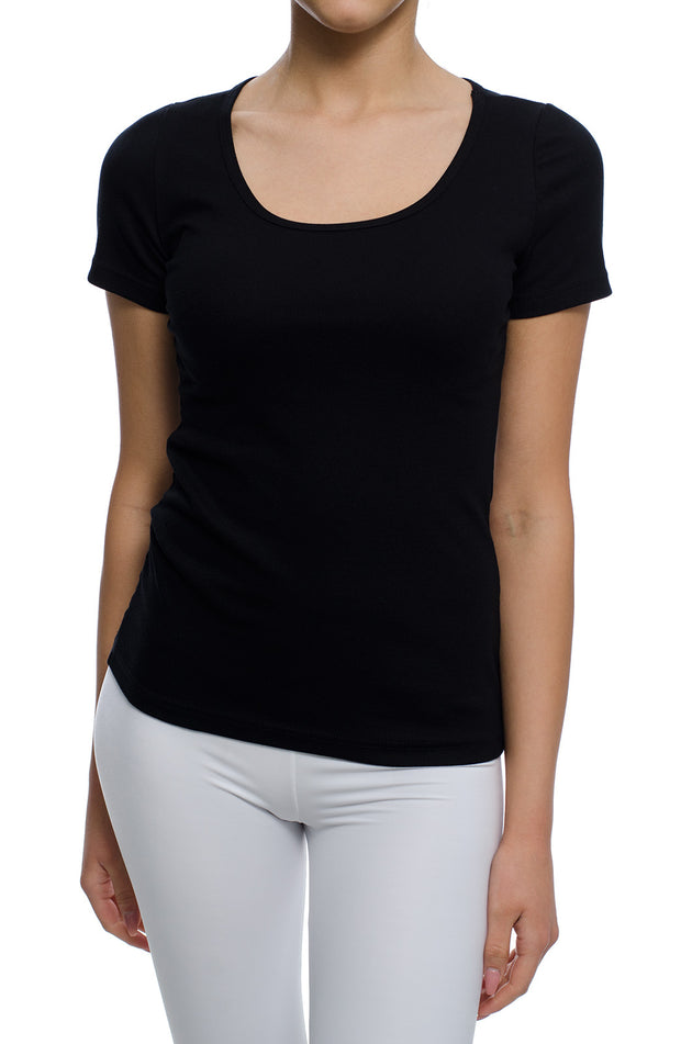 Черна блуза от памучен рипс 5209
