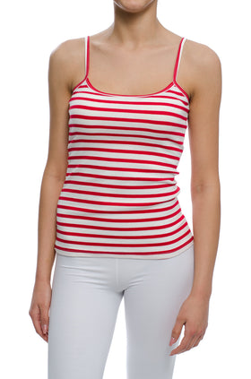 Памучен потник, бяло и червено райе 6271