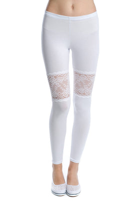 Бял памучен клин с дантела 34204