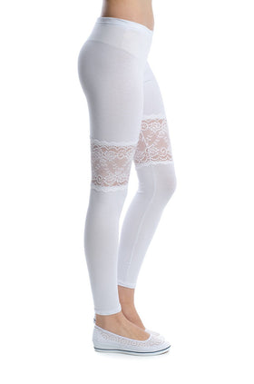 Бял памучен клин с дантела 34204