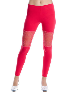 Памучен клин, цвят корал с дантела 34204