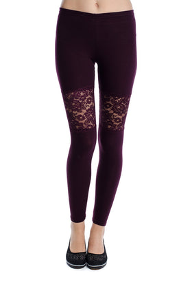 Памучен клин, цвят патладжан с дантела 34204