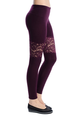 Памучен клин, цвят патладжан с дантела 34204