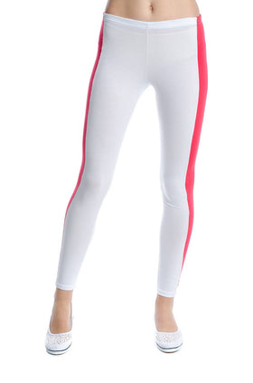 Бял памучен клин с коралов кант 34202