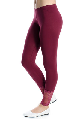 Памучен клин, цвят бордо с дантела 3422