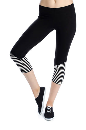 Черен памучен клин с раирани елементи 342-3 (7/8)