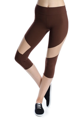 Кафяв микрофибърен клин с елементи с телесен цвят 343-3 (7/8)