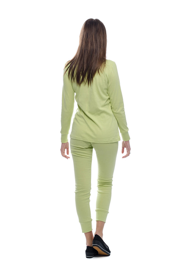 Ябълковозелена пижама от памучен рипс 3325