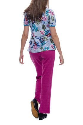 Дамски комплект "Светлосиньо с цветя и циклама " 3321