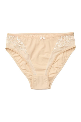 Дълбоки бежови микрофибърни бикини с дантела 2612