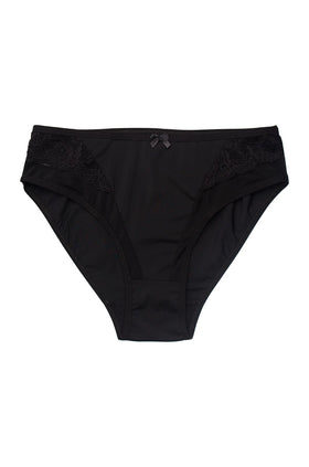 Дълбоки черни микрофибърни бикини с дантела 2612