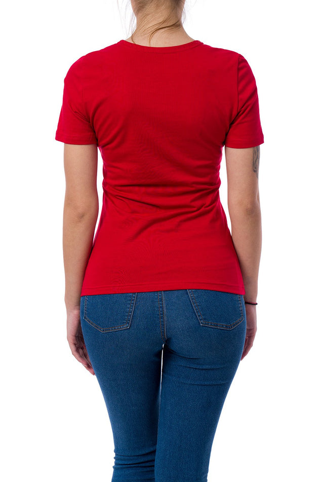 Червена памучна блуза с къс ръкав 520-К