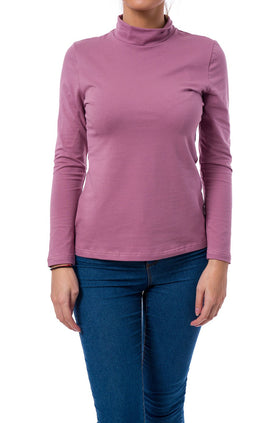 Памучна блуза с дълъг ръкав в цвят пепел от рози  520