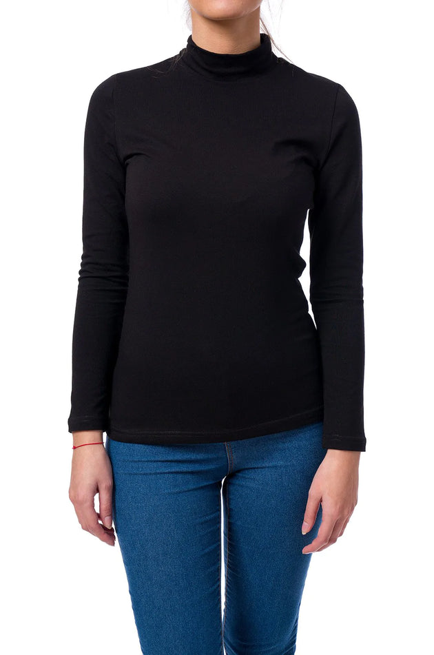 Черна вълнена блуза (полуполо) 564