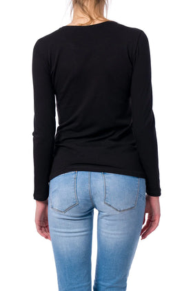 Черна вълнена блуза 564-Д