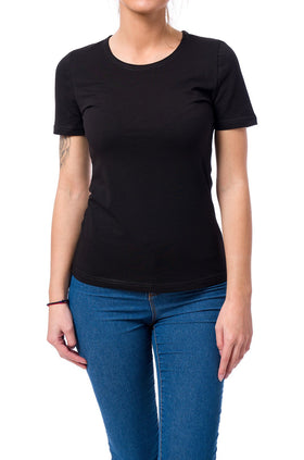 Черна памучна блуза с къс ръкав 520-К