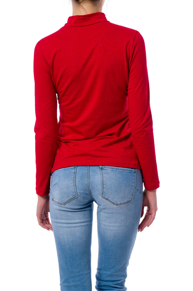 Червена памучна блуза с дълъг ръкав 520