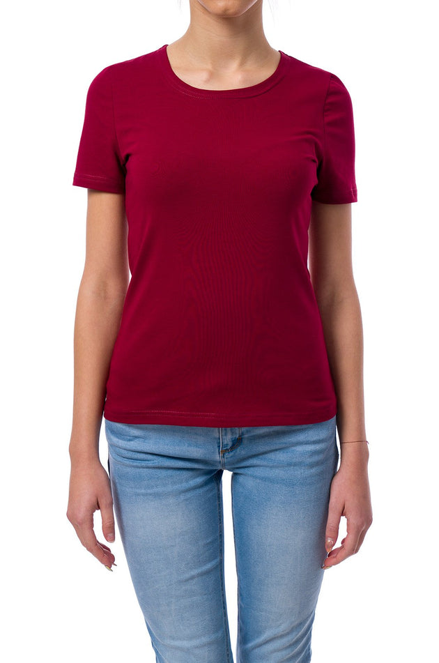 Памучна блуза с къс ръкав в цвят бордо 520-К