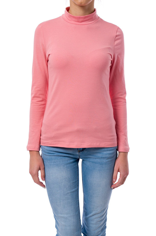 Памучна блуза с дълъг ръкав в цвят пудра 520