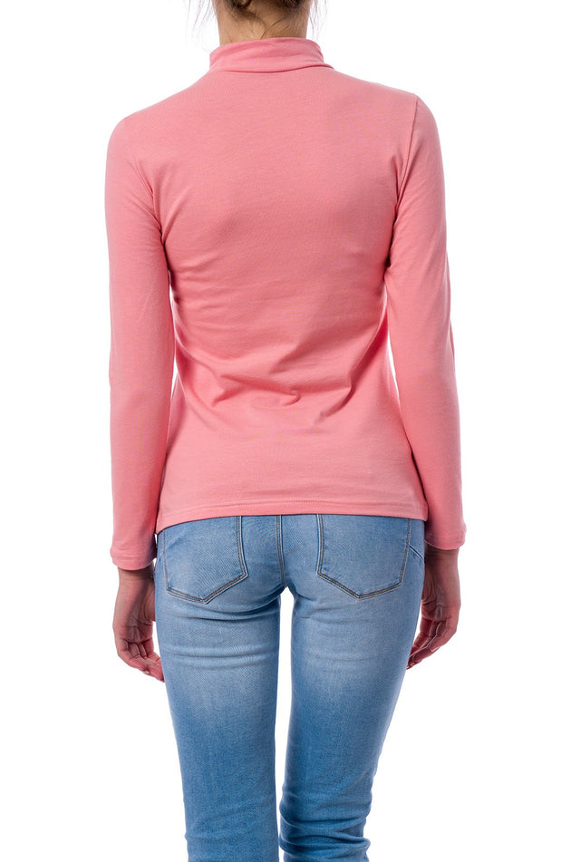 Памучна блуза с дълъг ръкав в цвят пудра 520