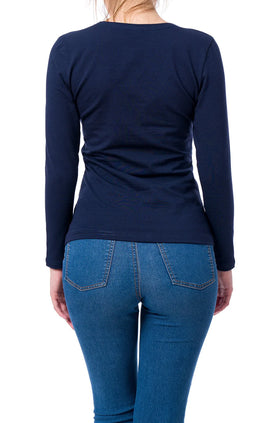 Тъмносиня вълнена блуза 564-Д