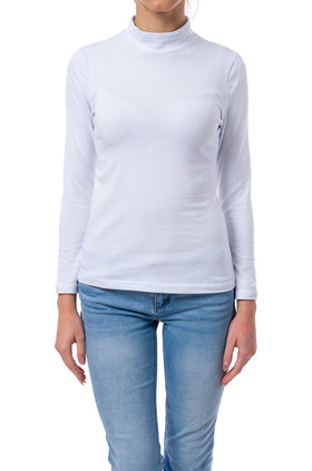 Бяла памучна блуза с дълъг ръкав 520