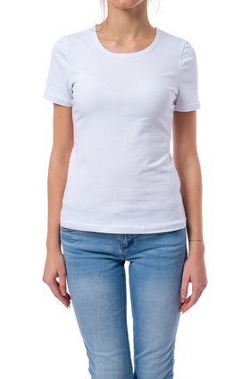 Бяла памучна блуза с къс ръкав 520-К