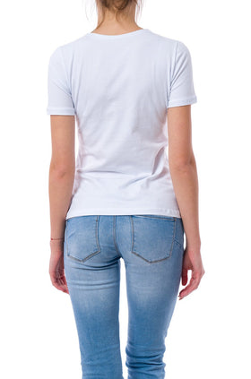 Бяла памучна блуза с къс ръкав 520-К