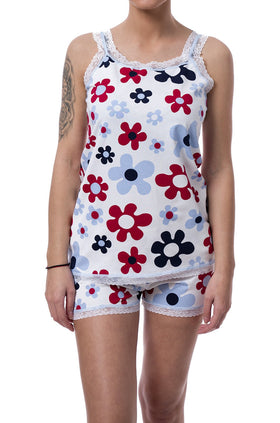 Бяла памучна дамска пижама 3314 (корсаж и къси панталонки)