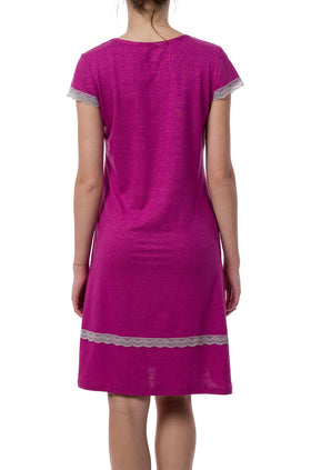 Цикламена памучна дамска нощница 3611