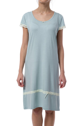 Светлосиня памучна дамска нощница 3611