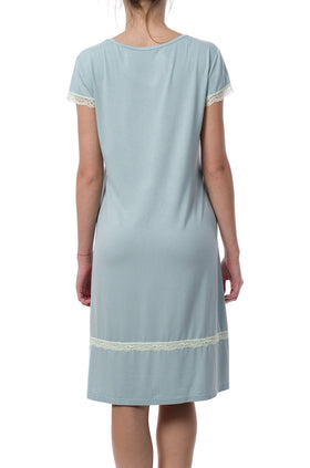 Светлосиня памучна дамска нощница 3611