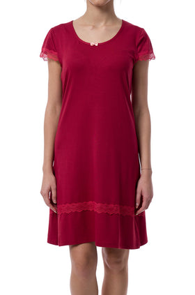 Памучна дамска нощница, цвят бордо 3611