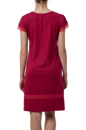 Памучна дамска нощница, цвят бордо 3611