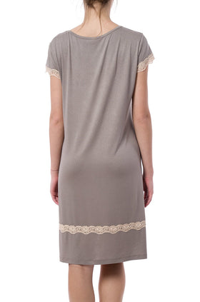 Памучна дамска нощница, цвят капучино 3611